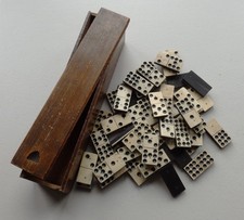 Vintage Domino 55 Piece Set Bone & Ebony