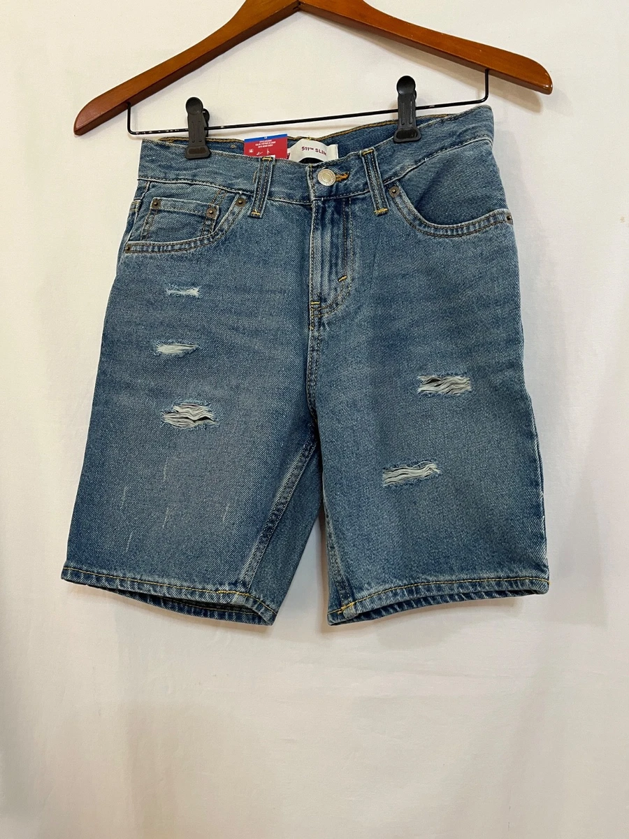 Deux par Deux Boy Printed Chambray Shorts Blue Denim Stripes