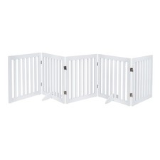 24  H Free Standing Pet Gate for Dog and Cat, Wooden Dog Gates for Doorway, St...