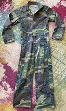 Vintage 60s 70s Woodland Camo Jump Suit Military Coveralls US M81 Size Small BDU