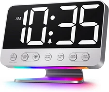 Digital Alarm Clocks for Bedrooms: Large Bold Number 5 Brightness Dimmer 