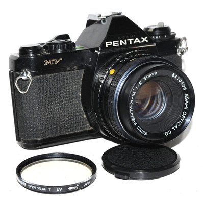 Pentax MV w/50mm f/2.0 Lens + Lens Filter & Cap