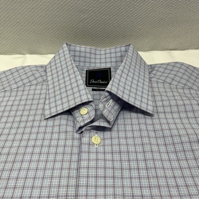 David Donahue Mens Trim Fit Dress Shirt 16.5 34/35 Blue Purple Check Cotton | eBay David Donahue Mens Trim Fit Dress Shirt 16.5 34/35 Blue Purple Check Cotton | eBay