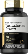Testosterone Supplement for Men | 60 Softgels | for Male Performance | Non-Gmo &
