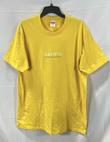 T shirt homme Supreme jaune coton graphique manches courtes col rond grand USA