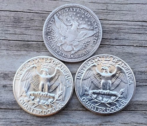 sILVER q\QUARTERS tWO UNCIRCULATED 1958 1962 1915 Barber CULATED