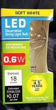NIB LED 0.6W Soft White 18 Lumens In/Outdoor Light Bulb Decorative String Light