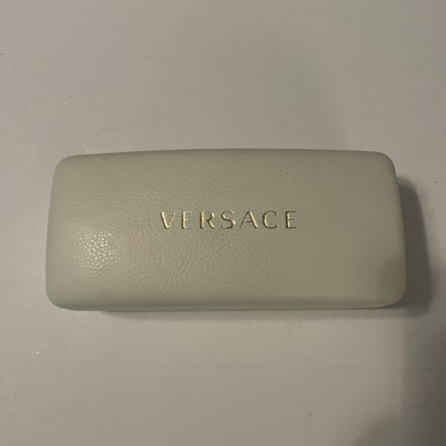 Authentic Versace Leather White Clamshell Sunglasses Glasses Case Italy Fashion