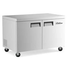 47" 2 Door Undercounter Refrigerator S/S interior, casters