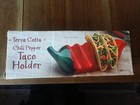 Chili Pepper 4 Taco Holder Terra Cotta Hand Painted Red Green 10.5” Fast Ship — photo 2