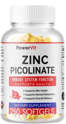 Zinc Picolinate 50mg - 250 Softgels Immune System Function Cell Growth & Repair