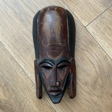 Vintage Kenyan Jambo Mask - 1989, Wooden Hand Carved Tribal African Mask VGC