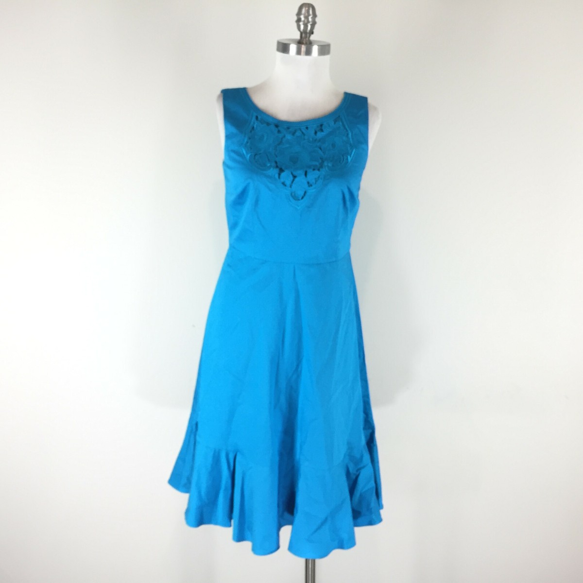 aqua lace flounce sleeveless dress Sleeveless Lace Flounce Dress