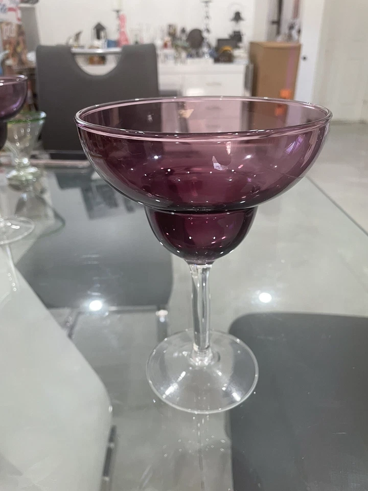 Juego de 4 vasos de amatista margarita, 14 oz, 7 3/4 pulgadas de alto, 5 1/2 pulgadas de ancho Foto 2 de 4