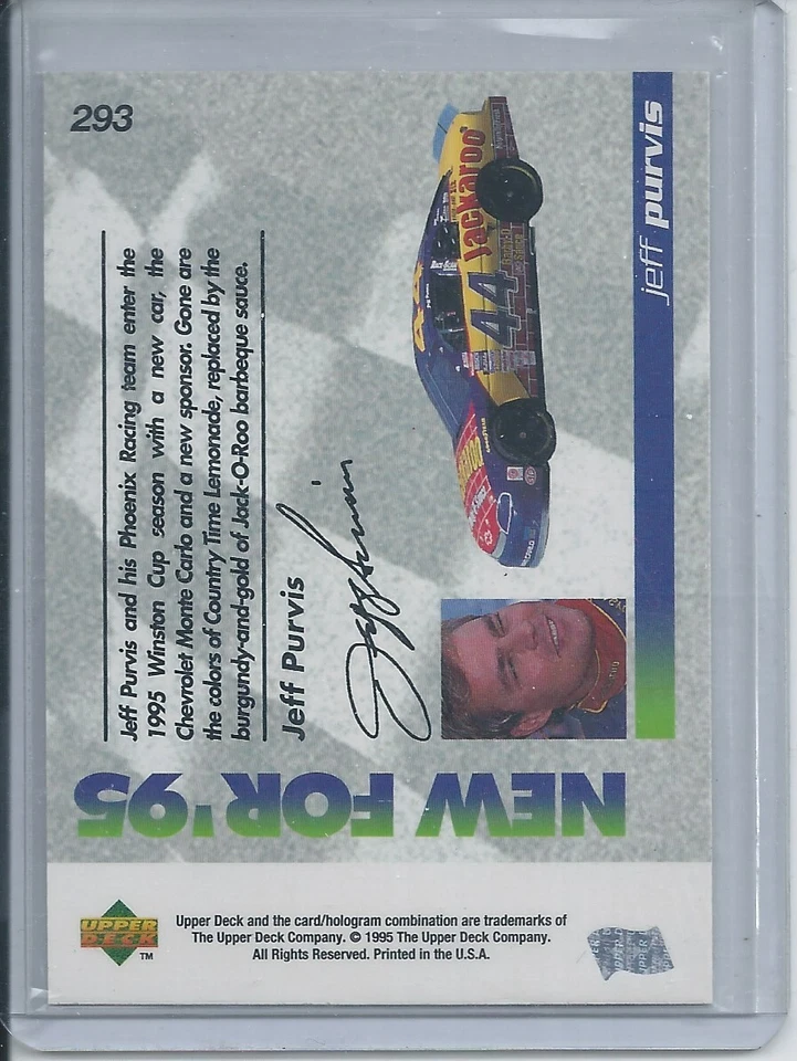 1995 Upper Deck Motorsports Gold Electric # 293 Jeff Purvis Nascar Racing Card - Image 2 of 2