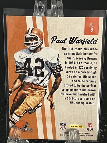 PAUL WARFIELD-----2015 PANINI----SCORE-----GRIDIRON HERITAGE-----BROWNS - Picture 2 of 2