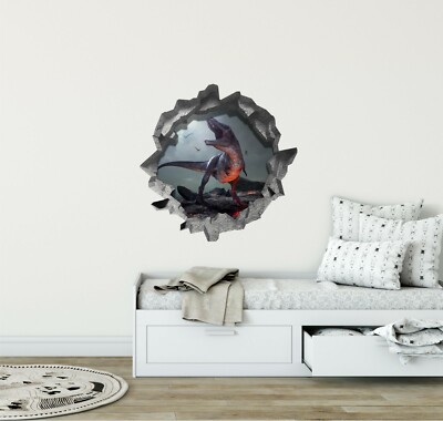 Hole in the Wall T-REX VOLCANO Dinosaur 3D Wall Decal Vinyl Wall ...