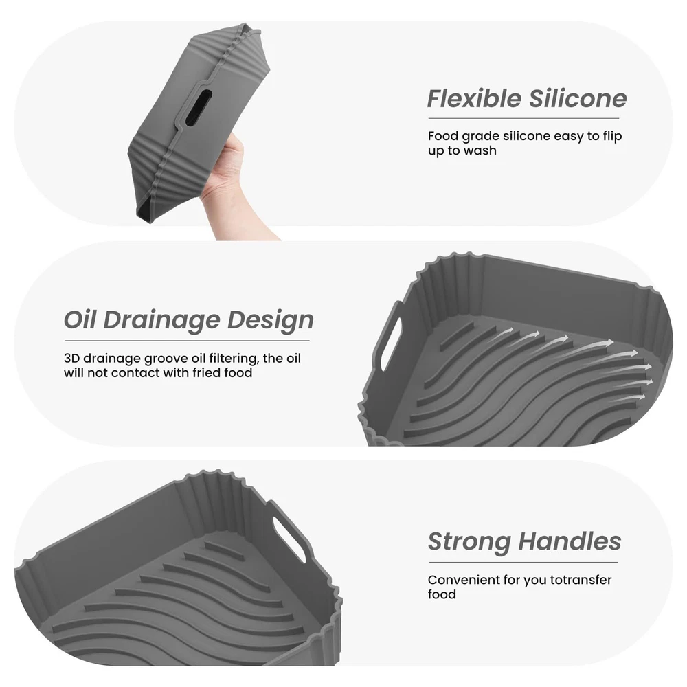 Air Fryer Silicone Liners Square 2 Pack 7.7inch Airfryer Liners 4-7 QT Reusable Air Fryer Silicone Liners Square 2 Pack 7.7inch Airfryer Liners 4-7 QT Reusable