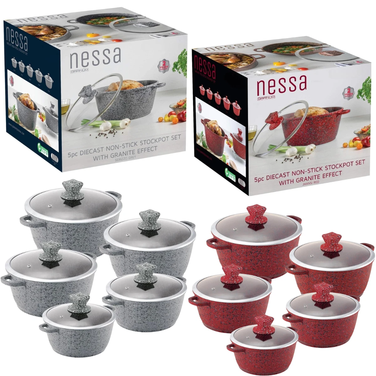 5PC Die Cast Non Stick Stockpot Cooking Pan Pot Set Cookware Induction Casserole
Opens in a new wind