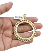Real 10k Yellow Gold Bezel Charm Pendant Round Mexican Centenario Coin 10k SALE.
