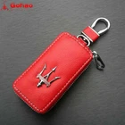 Genuine leather Key Case Holder Cover for Maserati Ghibli GT GC Quattroporte Red
