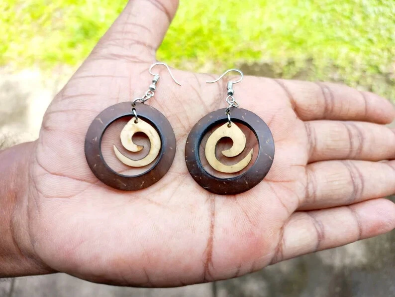 Coconut Shell Earrings 721-1-99