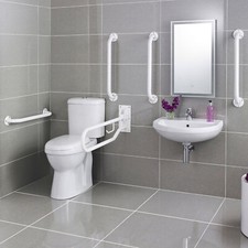 Nuie Close Coupled Doc M Pack 5 x Grab Rails and Mixer Tap - White