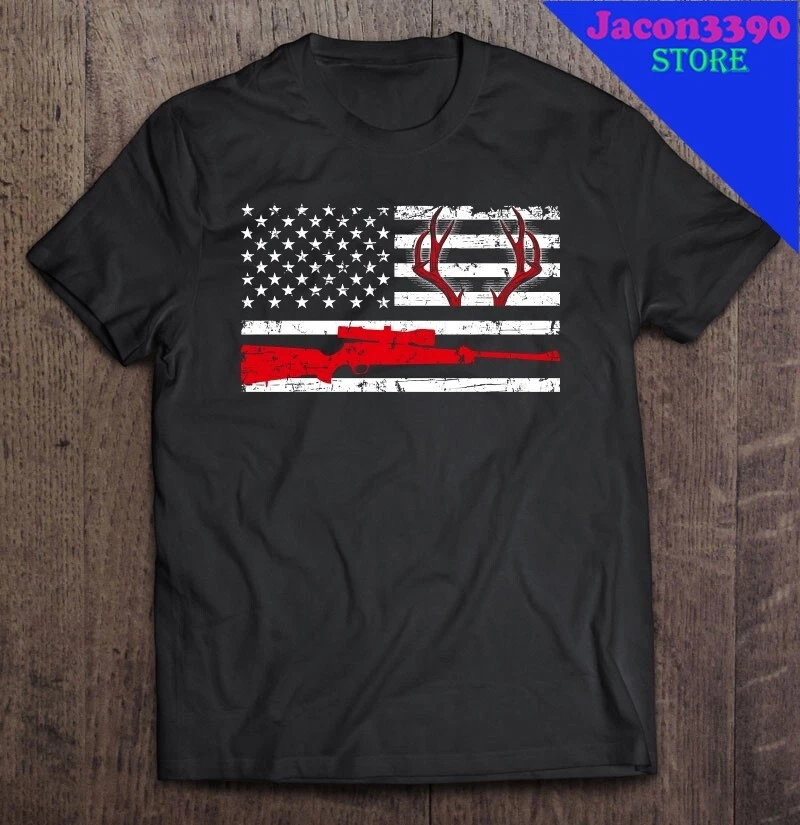 Deer Hunting American Flag Hunt Usa Flag Husband Dad Hunter T