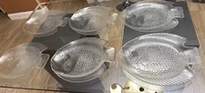 Vintage ARCOROC FRANCE  Fish Shaped Glass Serving Dish Platter Plate 15" Set 6