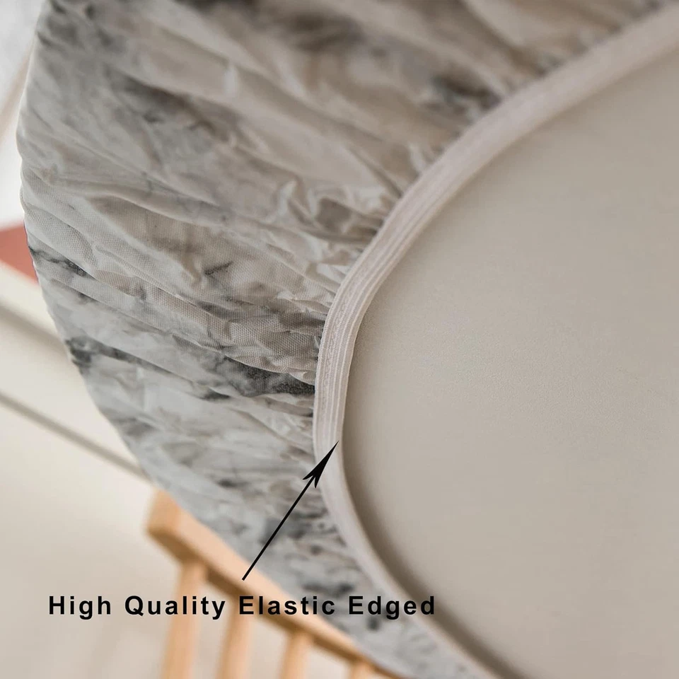 LIBERECOO Oval Tablecloth Vinyl Fitted Elastic Edge with Flannel Backing - Fits - Image 3 of 4