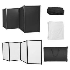 48" X 25" White&Black 4-Panel Foldable DJ Booth Background Booth W/Carry Bag