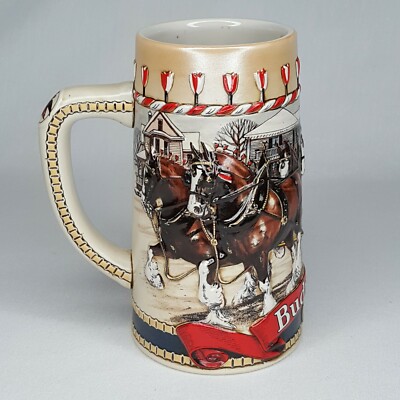 Vintage Budweiser Beer Stein Anheuser-Busch ''B'' Series Clydesdales Ceramarte 86