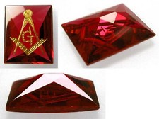 Amazing 6,0 ct  Pigeon Blood Ruby VVS quality & 14ct Gold Freemasonry Logo Inlay