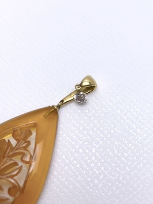 K18 Necklace Top Pendant Top Diamond 0.10 Engraved | eBay