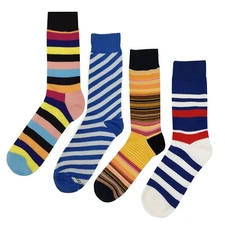 NWT Stripe Dress Socks 4 Pack Novelty Men 8-12 Crazy Fun Sockfly