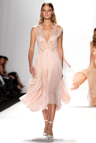 Mendel Spring 2013 Runway Pink Silk Tulle Floral Applique