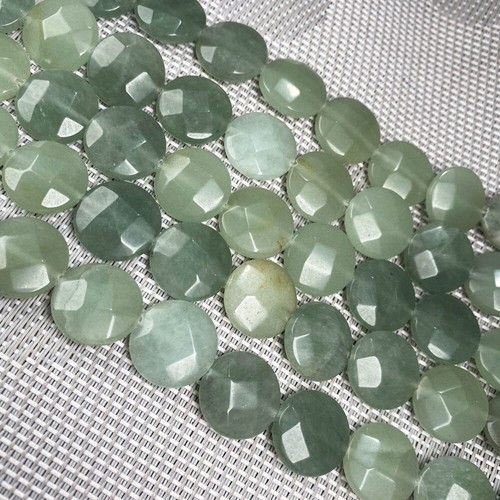 16x16MM Natural Stone Flat Round Faceted Loose Beads For DIY Jewelry Making 15'' - Picture 10 of 30