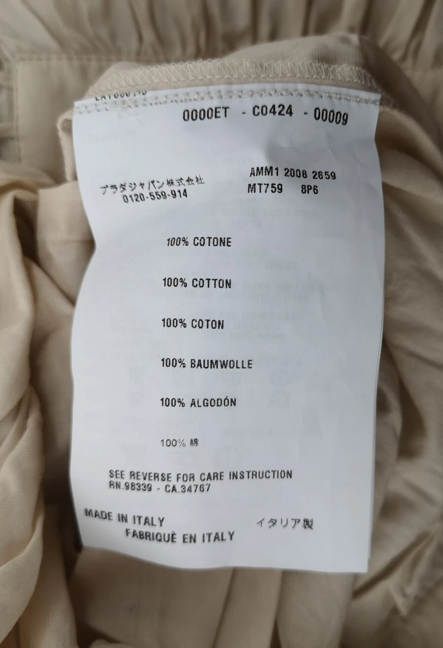 Abito Miu Miu donna beige dettaglio cravatta cotone taglia IT 38 UK 6 Ottimo