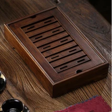 Natural Hard Bamboo Rectangle Round Tea Tray Gongfu Tea Tray Serving Table Plate