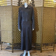 90s 00s Full Length Brown Leather Coat Double Breasted Trenchcoat