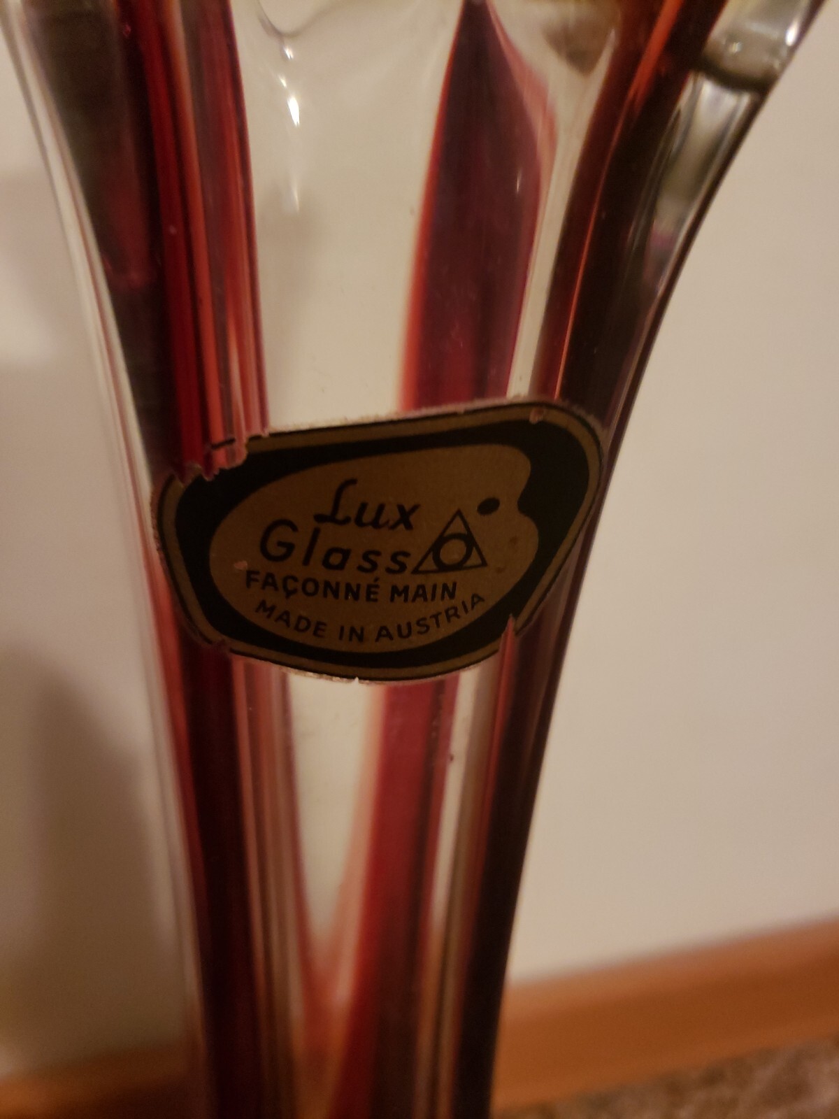 Lux Glass Faconne Main made in Austria deep burgundy vase 14 " eBay
