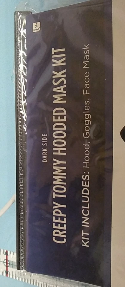 Mask Creepy Tommy Hooded Mask Kit Holloween Dark Side 3 Pc Hood Goggles Mask - Image 3 of 4