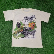 Vintage 1987 Indianapolis Zoo Safari Shirt M 19x24 Crop USA