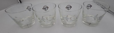 4 Vtg Grumman Aviation Low Ball Rocks Glasses- Gulfstream II Aircraft Mint