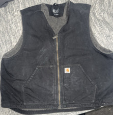 Carhartt Men's 2XL Relaxed Fit Black Work Vest, Full Zip, Pockets