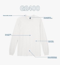 Gildan Adult Ultra Cotton Long Sleeve T-Shirt G2400 White LARGE ONLY