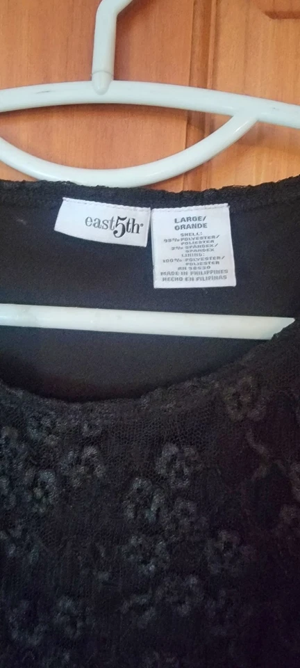 Top pulóver para mujer East 5th azul marino negro encaje sin mangas talla L Foto 2 de 2