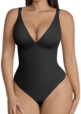 FeelinGirl Shapewear Bodysuits for Women Tummy Control Body Suits Deep V Neck Th