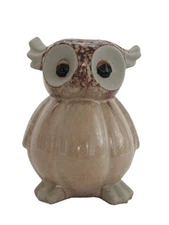 Studio Art Ceramic 7.75" Handmade Brown Beige & Tan Owl Figurine