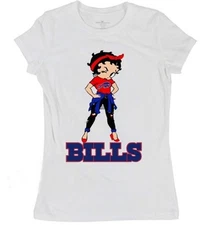 NEW!! BUFFALO BILLS BETTY BOOP WOMEN'S TOP WHITE VARIOUS SIZES